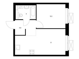 Планировка однокомнатной(квартира) площадью 35.7 квадратных метров в “ЖК Люблинский парк”
