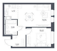 Планировка однокомнатной(квартира) площадью 40.47 квадратных метров в “ЖК Большое Путилково”
