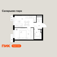 Планировка однокомнатной(квартира) площадью 31 квадратных метров в “ЖК Саларьево парк”