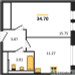 Планировка однокомнатной(квартира) площадью 34.7 квадратных метров в “ЖК Квартал Ивакино”
