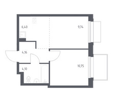 Планировка однокомнатной(квартира) площадью 35.15 квадратных метров в “ЖК Новое Внуково”