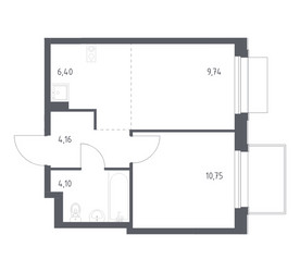 Планировка однокомнатной(квартира) площадью 35.15 квадратных метров в ЖК “ЖК Новое Внуково”