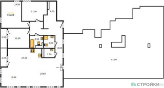 Планировка трехкомнатной(квартира) площадью 165.8 квадратных метров в “ЖК Южные сады”