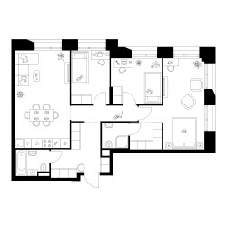 Планировка трехкомнатной(квартира) площадью 81 квадратных метров в ЖК “ЖК Онежский вал”
