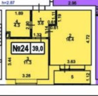 Планировка однокомнатной(квартира) площадью 39 квадратных метров в “ЖК Терра”