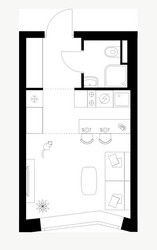 Планировка студии(квартира) площадью 22 квадратных метров в ЖК “ЖК Мичуринский Парк”