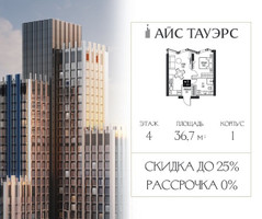 Планировка однокомнатной(квартира) площадью 36.7 квадратных метров в “ЖК Айс Тауэрс”