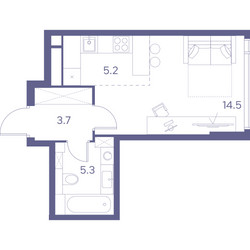 Планировка студии(квартира) площадью 28.7 квадратных метров в ЖК “ЖК THE LOT by Akvilon”