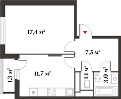 Планировка однокомнатной(квартира) площадью 40.5 квадратных метров в “Миниполис 8 кленов”