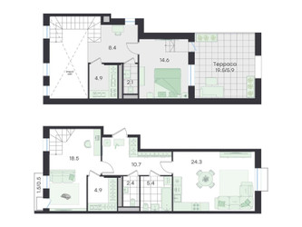 Планировка трехкомнатной(квартира) площадью 103.2 квадратных метров в ЖК “ЖК G3 Театральный”