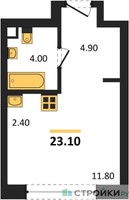 Планировка студии(квартира) площадью 23.1 квадратных метров в “ЖК Шагал”