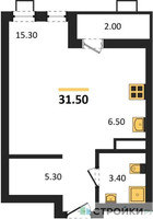 Планировка студии(квартира) площадью 31.5 квадратных метров в “ЖК Деснаречье”