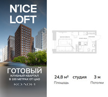 Планировка студии(апартаменты) площадью 24.8 квадратных метров в “ЖК N’ICE LOFT (Найс Лофт)”