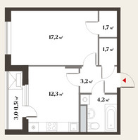 Планировка однокомнатной(квартира) площадью 42.1 квадратных метров в “ЖК Миниполис Восемь кленов”