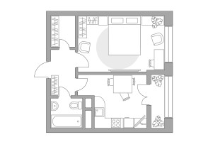 Планировка однокомнатной(квартира) площадью 37.24 квадратных метров в “ЖК Пехра”