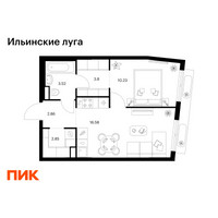 Планировка однокомнатной(квартира) площадью 39.84 квадратных метров в “ЖК Ильинские луга”