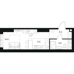 Планировка студии(квартира) площадью 29 квадратных метров в ЖК “ЖК NEXUS by Akvilon (Нексус от Аквилон)”