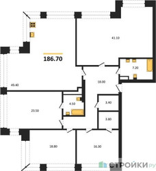 Планировка 4+ комнатной(квартира) площадью 186.7 квадратных метров в ЖК “ЖК Full House (Фулл Хаус)”