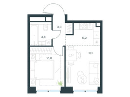 Планировка двухкомнатной(квартира) площадью 34 квадратных метров в “ЖК Level Звенигородская”