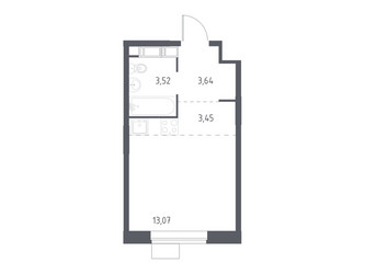 Планировка студии(квартира) площадью 22.9 квадратных метров в ЖК “ЖК Новоград Павлино”