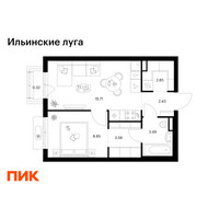 Планировка однокомнатной(квартира) площадью 37.23 квадратных метров в “ЖК Ильинские луга”