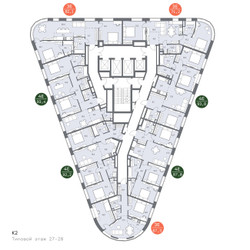 Планировка 4+ комнатной(квартира) площадью 82.1 квадратных метров в ЖК “ЖК Родина Переделкино”