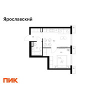 Планировка однокомнатной(квартира) площадью 32.5 квадратных метров в “ЖК Ярославский”
