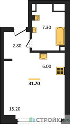 Планировка студии(квартира) площадью 31.7 квадратных метров в ЖК “ЖК СТОУН Грэйн”