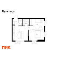 Планировка двухкомнатной(квартира) площадью 47.2 квадратных метров в “ЖК Яуза Парк (Мытищи)”