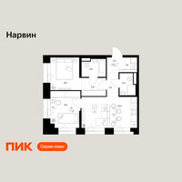 Планировка двухкомнатной(квартира) площадью 49.9 квадратных метров в “Нарвин”