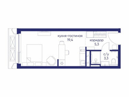 Планировка студии(квартира) площадью 28.02 квадратных метров в “ЖК Остров”