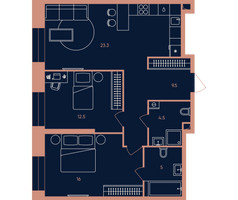 Планировка трехкомнатной(квартира) площадью 70.8 квадратных метров в “Квартал Эра”