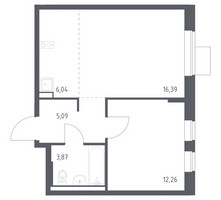 Планировка однокомнатной(квартира) площадью 43.65 квадратных метров в “ЖК Подольские кварталы”
