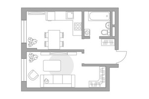 Планировка однокомнатной(квартира) площадью 35.95 квадратных метров в “ЖК Живописный”