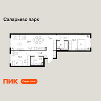 Планировка двухкомнатной(квартира) площадью 64.3 квадратных метров в “ЖК Саларьево парк”