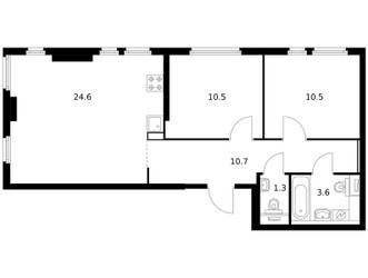 Планировка двухкомнатной(квартира) площадью 61.2 квадратных метров в ЖК “ЖК Лосиноостровский парк”