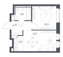 Планировка однокомнатной(квартира) площадью 34.04 квадратных метров в “ЖК Большое Путилково”