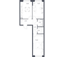 Планировка двухкомнатной(квартира) площадью 57.3 квадратных метров в “ЖК Новое Видное”