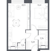 Планировка однокомнатной(апартаменты) площадью 41.79 квадратных метров в “ЖК Пятницкое 58 (Перец)”