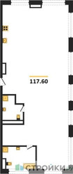 Планировка 4+ комнате(квартира) площадью 117.6 квадратных метров в “ЖК PRIDE (Прайд)”