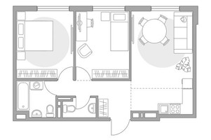 Планировка трехкомнатной(квартира) площадью 53.16 квадратных метров в “ЖК Аникеевский”