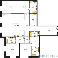 Планировка трехкомнатной(квартира) площадью 217.7 квадратных метров в “Жилой дом Кло 17”