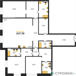 Планировка трехкомнатной(квартира) площадью 217.7 квадратных метров в ЖК “Жилой дом Кло 17”