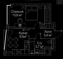 Планировка однокомнатной(квартира) площадью 36.4 квадратных метров в “ЖК СЕЗАР БУДУЩЕЕ”
