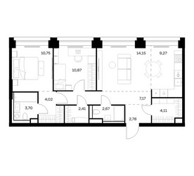 Планировка двухкомнатной(квартира) площадью 71.9 квадратных метров в ЖК “ЖК НОВА”