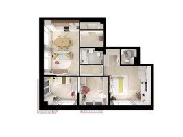 Планировка трехкомнатной(квартира) площадью 84.4 квадратных метров в “ЖК Алтуфьевское 53”