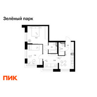 Планировка двухкомнатной(квартира) площадью 54.7 квадратных метров в “ЖК Зеленый парк”