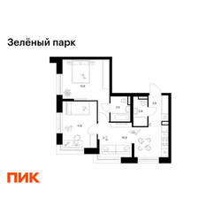 Планировка двухкомнатной(квартира) площадью 54.7 квадратных метров в ЖК “ЖК Зеленый парк”