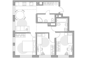 Планировка 4+ комнатной(квартира) площадью 76.85 квадратных метров в “ЖК BeLuck Коломенское”