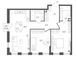 Планировка двухкомнатной(квартира) площадью 66.2 квадратных метров в “ЖК Pave (Пэйв)”